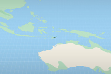 East Timor highlighted on a detailed map, geographic location of East Timor.