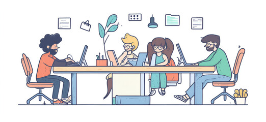 People in the office resolving important details; planning, meeting, office, business.