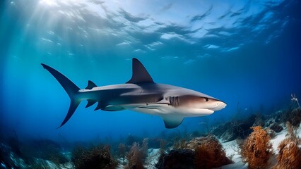 Obraz premium Angelshark gracefully resting on the sandy ocean floor in its natural habitat