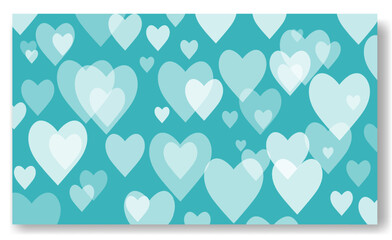 Soft turquoise background filled with overlapping light blue hearts ideal for Valentines Day celebrations