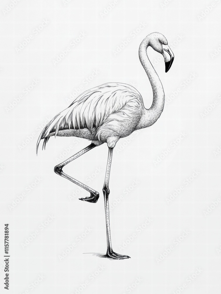 Fototapete Elegant flamingo illustration with ample copy space for text or design elements in a minimalist style. Generative AI