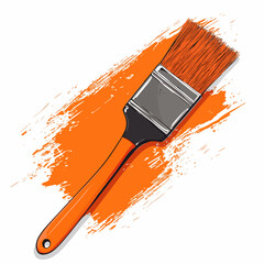 Professional orange lines paint brush construction vector illustration