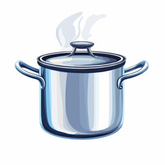 Metallic icon vector illustration of a pot for boiling water