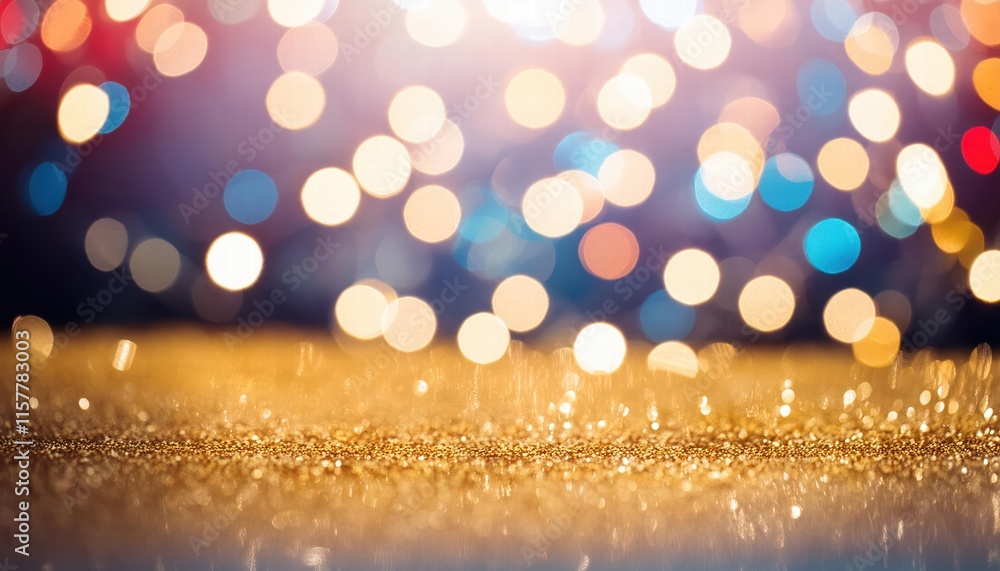 Poster enchanting gold sparkle particles abstract background a captivating display of christmas golden ligh