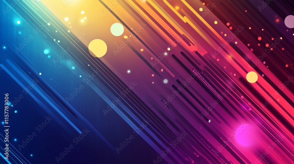 Aufkleber vibrant, colorful abstract background with dynamic lines and bokeh lights.