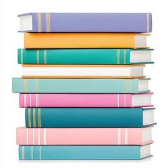 Fototapeta premium A vibrant stack of colorful books arranged neatly, representing knowledge and creativity in a cozy study atmosphere.