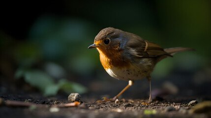 Cute bird looking for worm