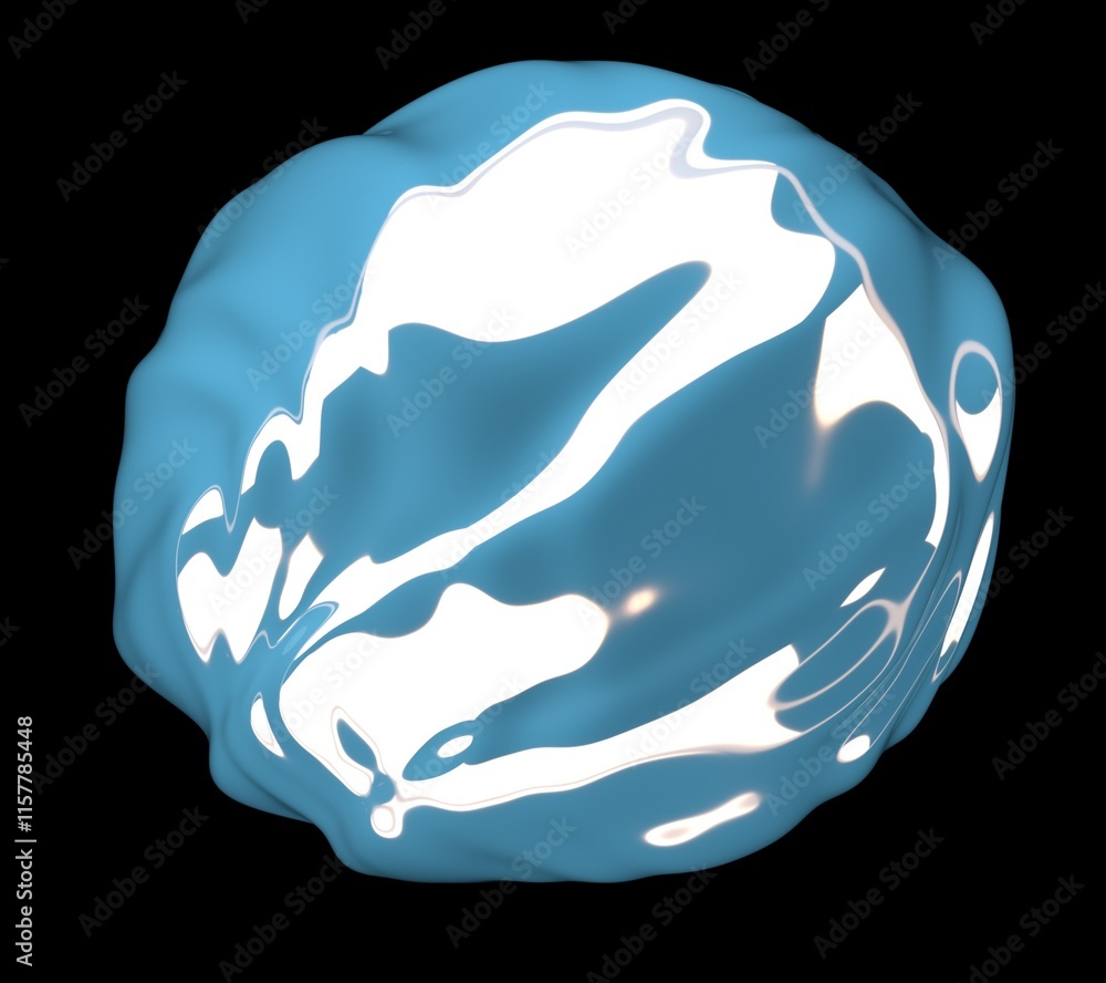 Poster abstract 3d illustration of a futuristic ball made of chrome glossy material on a dark background. s