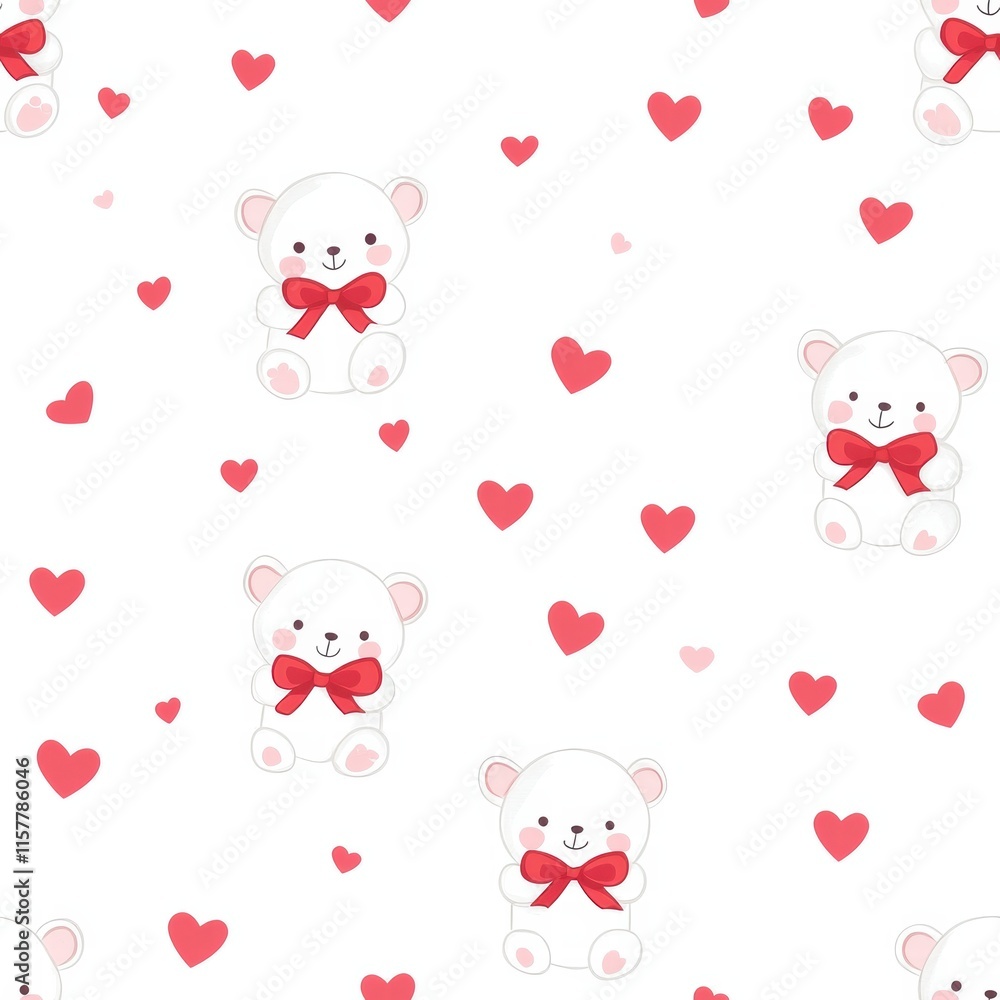 Aufkleber Sweet bear pattern design featuring hearts and playful elements for creative mock up applications. Generative AI