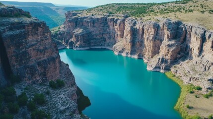 Obraz premium Serene Canyon Lake, A Stunning Natural Wonder