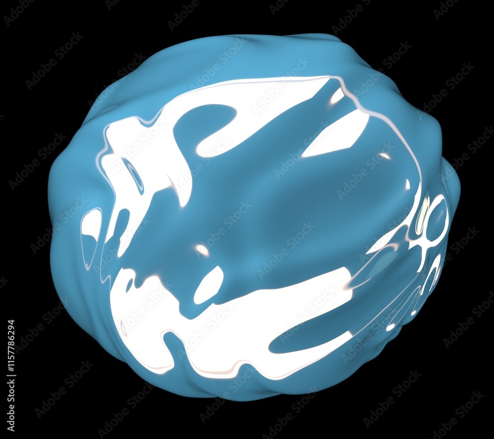 Poster abstract 3d illustration of a futuristic ball made of chrome glossy material on a dark background. s