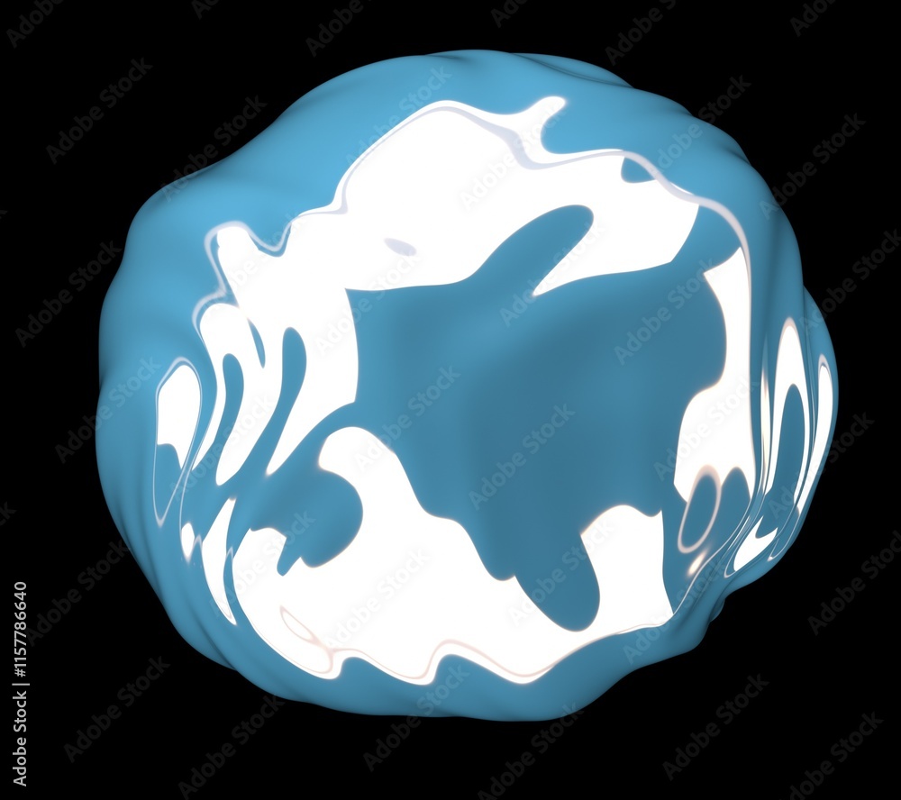 Aufkleber abstract 3d illustration of a futuristic ball made of chrome glossy material on a dark background. s