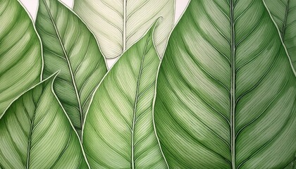 HandDrawn Green Plant and Leaf Pattern A Simple Organic Illustration of Natures Beauty in Pencil, Perfect for EcoFriendly Designs and Botanical Art Lovers.
