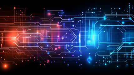 Obraz premium Abstract digital technology background with glowing circuit lines.