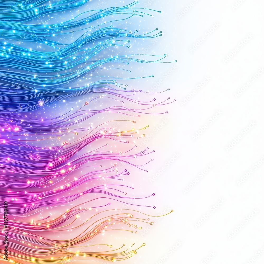 Poster colorful wave patterns with glowing lights create a vibrant and dynamic background for various desig