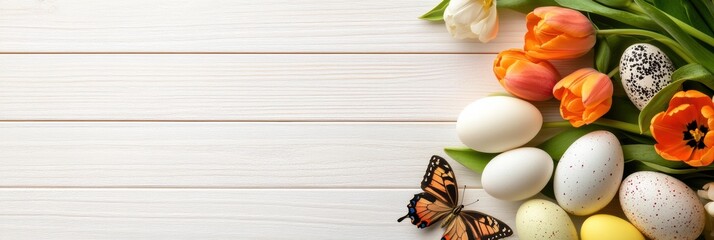 This stunning Easter arrangement combines vibrant painted eggs and fresh tulips, making it the ideal centerpiece for celebrating this delightful spring holiday with loved ones and friends