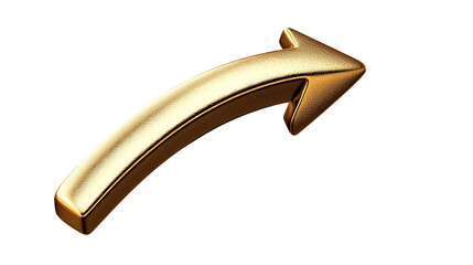 Rising gold arrow 3D render icon showcasing growth and success on a transparent background