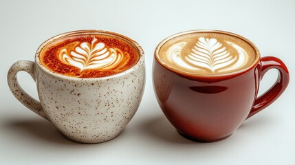 Two cups of latte art coffee. (4)