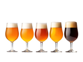 Belgian beer glasses showcasing the unique varieties of Belgian beer on a white background
