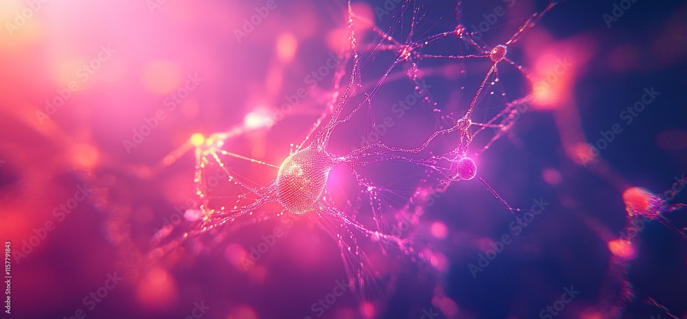 Poster abstract representation of interconnected neurons with vibrant colors.