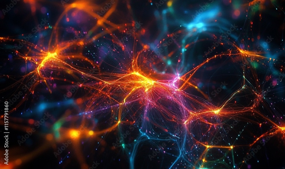 Aufkleber abstract representation of interconnected neural pathways in vibrant colors.