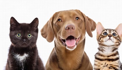 Happy Dog and Cat Isolated on Transparent Background A Joyful Representation of Friendship and Playfulness in Pets, Perfect for Pet Lovers, Illustrations, and Creative Projects