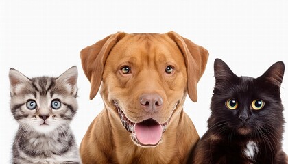 Happy Dog and Cat Isolated on Transparent Background A Joyful Scene of Friendship and Playfulness, Perfect for Pet Lovers and Animal Enthusiasts Seeking Cheerful Imagery.