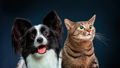 Happy Dog and Cat Isolated on Transparent Background A Joyful Companionship of Two Adorable Pets, Perfect for Illustrating Friendship, Love, and Playfulness in Your Designs and Projects.