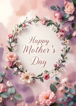 Happy Mothers Day - Beautiful Wallpaper with watercolors and flowers and happy mothers day writting background