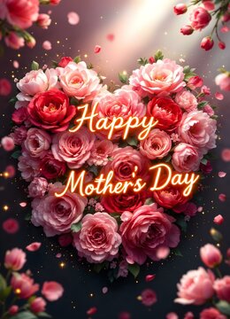 Happy Mothers Day - Beautiful Wallpaper a lot of roses and petals and happy mothers day writting background