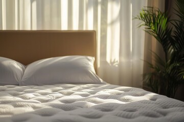 Hypoallergenic Mattress on Modern Bed with Dust Mite Resistant and Allergy Friendly Features