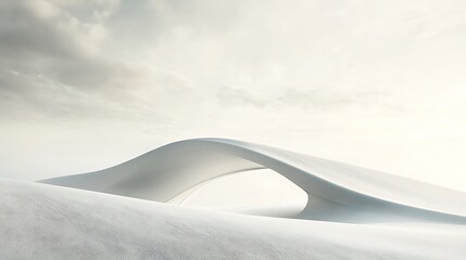 Serene Winter Landscape: Wide Shot Photo of Elegantly Curving Snow Formation. AI Generated
