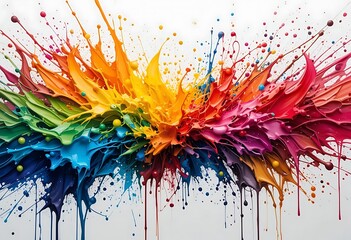 Vibrant Rainbow Paint Splash Artistic Expression