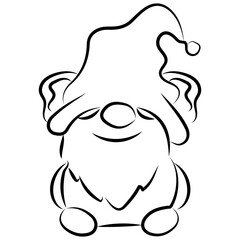 simple original icon of a leprechaun with a big hat, ears and a beard drawn in different contours