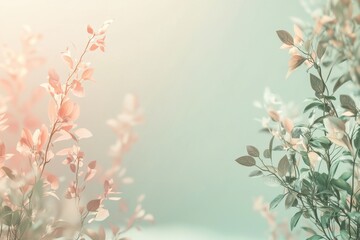 Elegant Abstract Spring Background with Peach to Mint Gradient and Bokeh Accents for Design Use