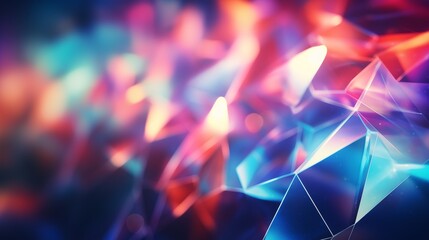 Colorful Abstract Geometric Crystal Shapes with Vivid Light Effects