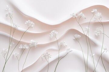 Pastel Spring Background with Floral Motifs and Wavy Textured Design for Promotional Use
