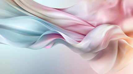 Glossy Iridescent Abstract Background with Waves and Light Reflections