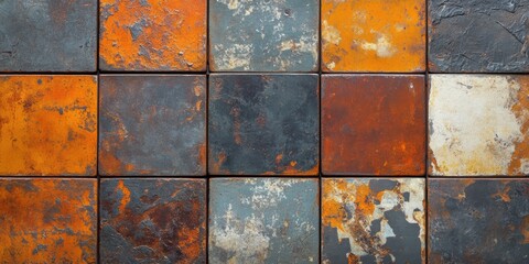 Rustic tile pattern display interior space photo collection textured surface close-up view artistic design inspiration