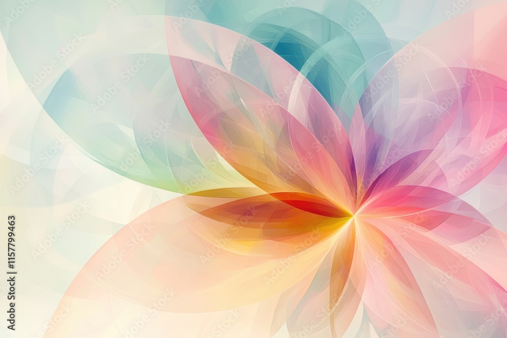 Aufkleber soft airy abstract spring background with overlapping pastel circles and translucent flower motifs