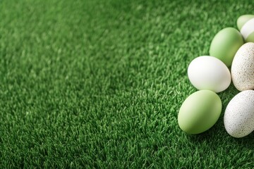 A vibrant collection of colorful Easter eggs in lush green grass, symbolizing the joyful celebrations of Easter that we cherish each year with family and friends, creating unforgettable memories