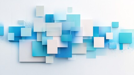 Obraz premium Stunning 3D Render: Abstract Blue and White Cubes Flowing Dynamically. AI Generated