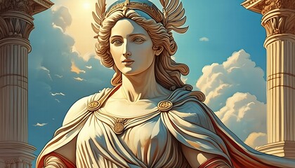 Renaissance Marble Statue of Hera The Majestic Queen of the Gods Captured in Timeless Elegance and Artistic Mastery, Celebrating Ancient Mythology and Cultural Heritage