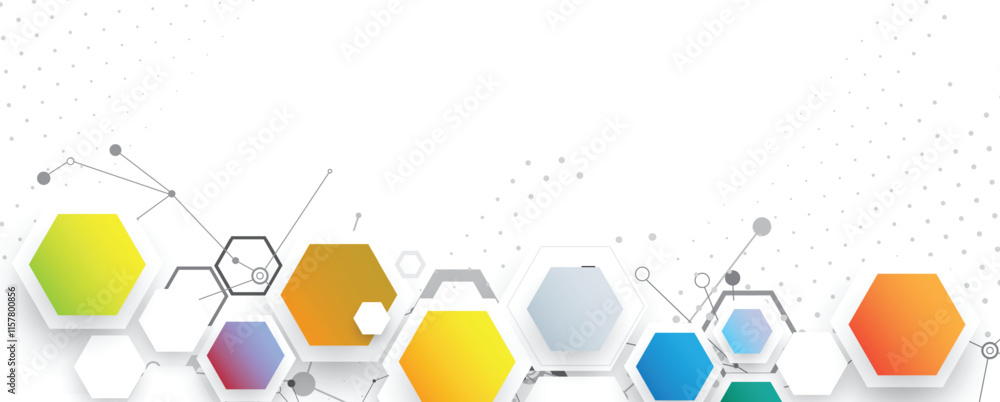 Poster Hexagon abstract background with simple polygonal elements