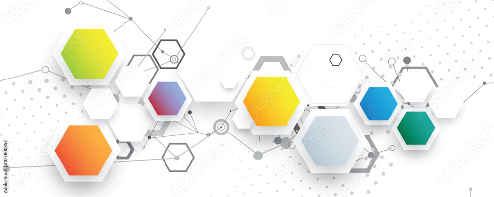 Poster Hexagon abstract background with simple polygonal elements