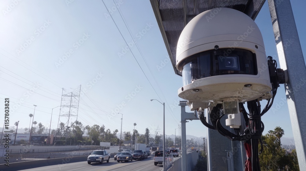 Poster a speed dome camera new technology 4.0 signal for checking speed of cars on high way and check for s