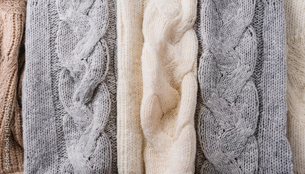 Poster cozy knitted wool texture background soft and fuzzy beige fabric patterned surface for warmth and co
