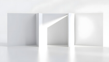 Fototapeta premium Gate fold brochure mock up isolated on white background. 3 panel brochure. 3D illustration, low-poly. isolated with white highlights