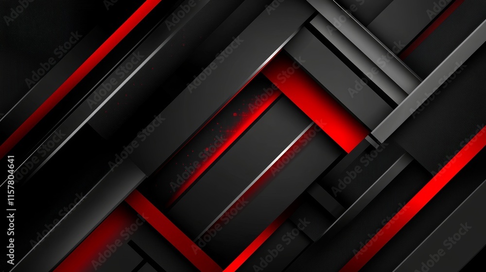 Poster modern abstract background with red and black geometric shapes.