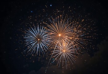 Fototapeta premium Vibrant Fireworks Explode Against a Dark Night Sky